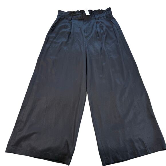 NWT Banana Republic HIGH-RISE Cropped WIDE-LEG Black PANT Sz.14 - Picture 1 of 11